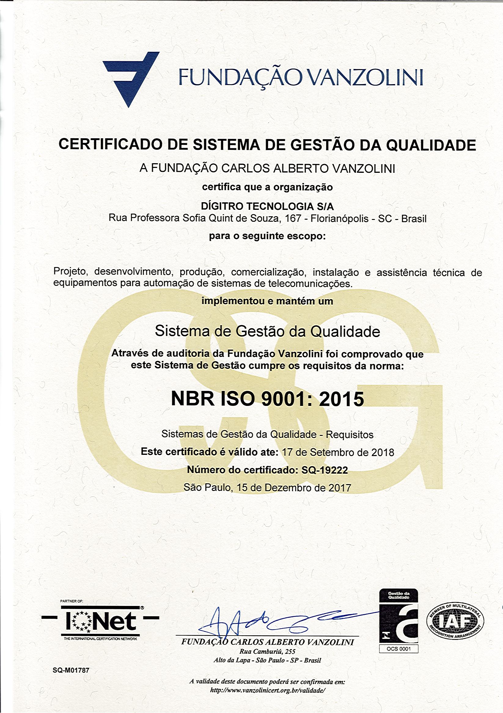 Certificado ISO 9001 2015